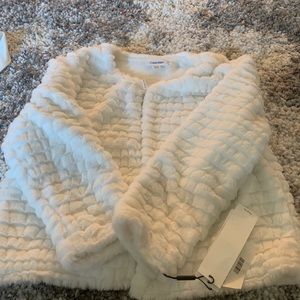 Calvin Klein crop faux fur jacket